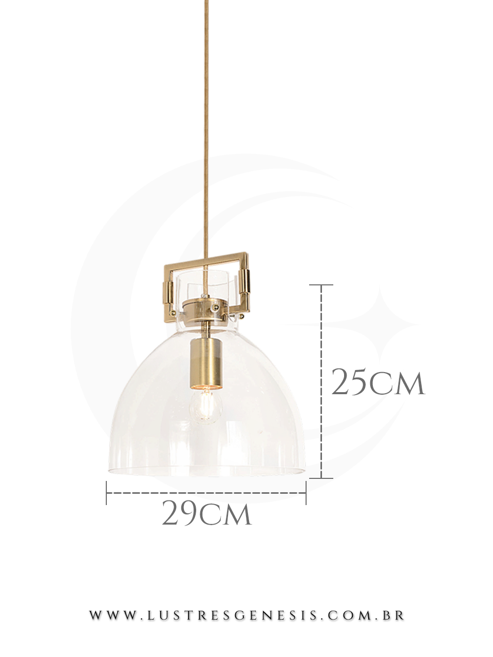 A Luminaria Pendente com acabamento em metal bronze e cupula de vidro transparente e ideal para renovar seu ambiente.